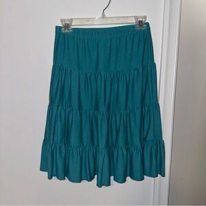 Target Xhilaration Y2K 2000s Teal Blue Knee Length Tiered Skirt Soft Elastic
